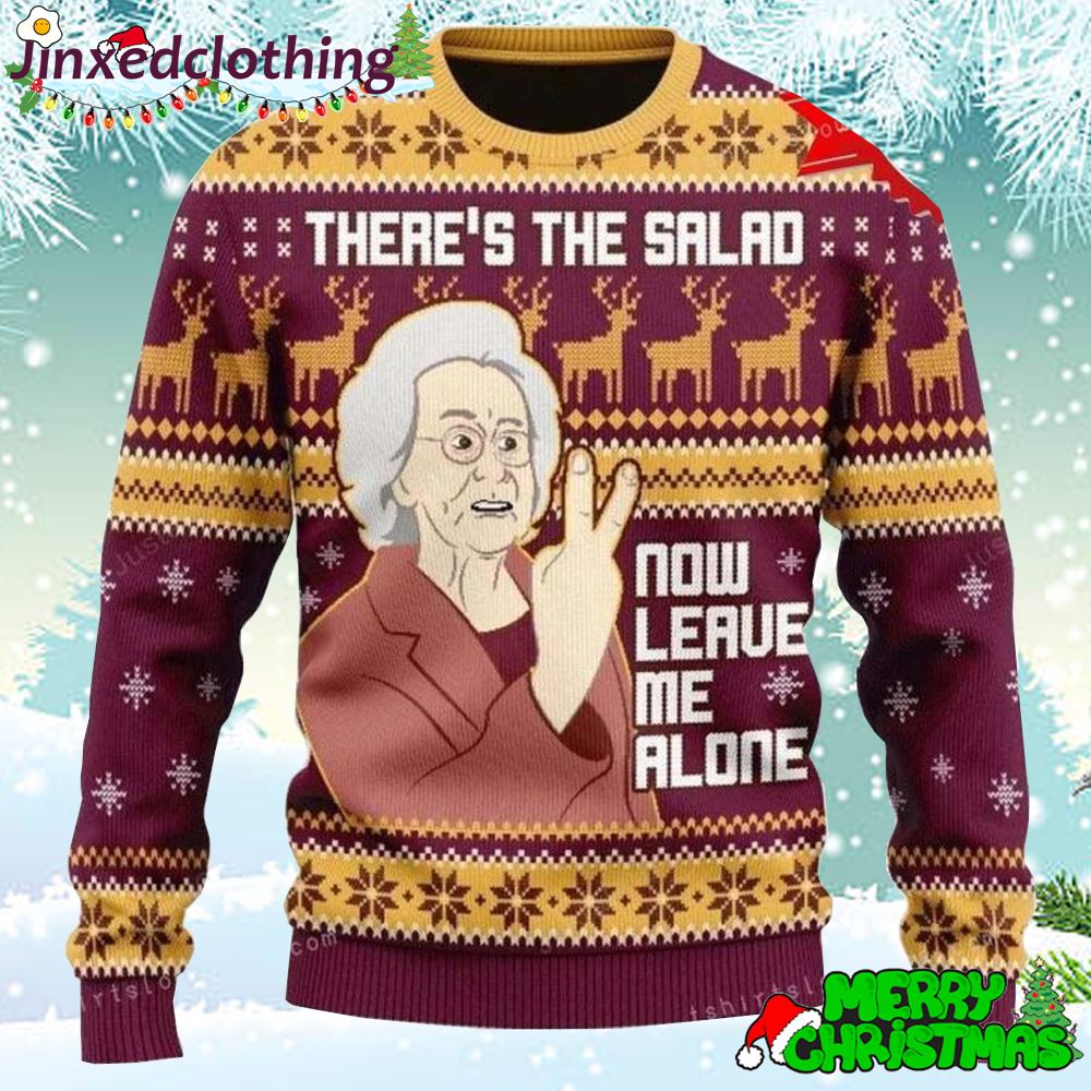 Merry Christmas There Is The Salad Now Leave Me Alone Ugly Sweater Party 